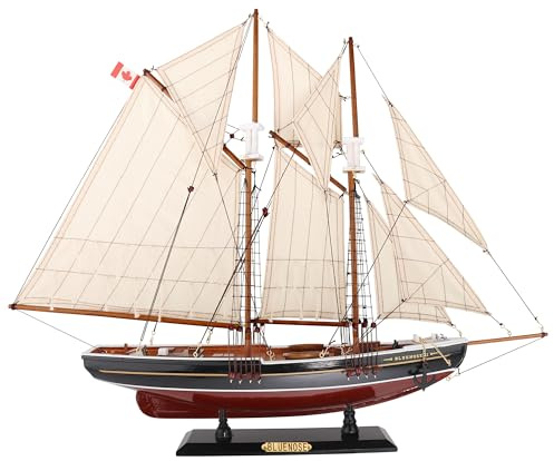 NAUTIMALL 66 cm großes Segelboot-Modell aus Holz, Segelyacht, Bluenose, Schooner, Schiff, Nachbildung, nautische Heimdekoration, Display-Kollektion, Wasserfahrzeug (66 cm)