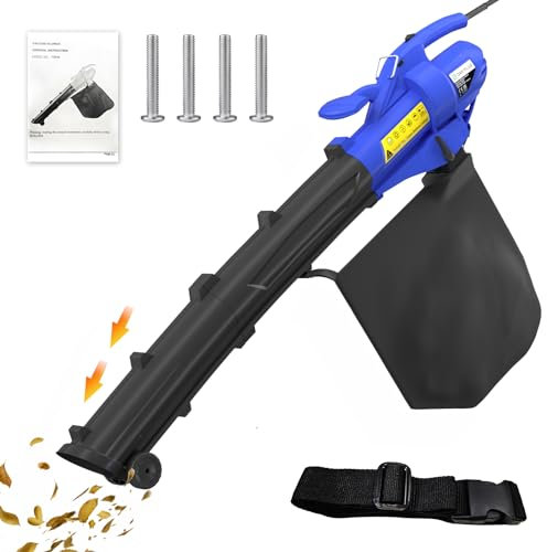 Electric Leaf Blower and Vacuum 3000W, 6-Speed Dial Garden Vacuum with 30L Collection Bag for Easy Blowing, Vacuuming and Shredding Leaves in Patios & Gardens, 270KM/H Air Velocity
