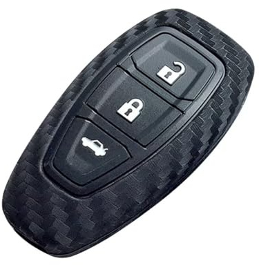 Berfea Autoschlüssel Hülle Schlüsselhülle Schlüssel Cover aus Silikon Autozubehör kompatibel mit Ford Focus/Fiesta/Galaxy/Fusion/Mondeo/Kuga 3-Tasten Smartkey