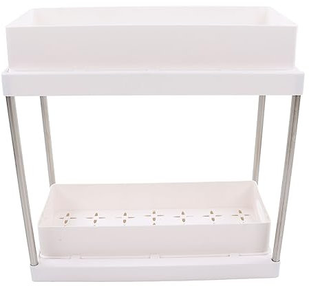 Ensemble De Supports De Rangement à Double Couche, Organisateur De Cosmétiques Sous L'évier, étagères D'armoire Pour Cuisine, Salle De Bains, Placards, Buanderie, Bureaux(Blanc)