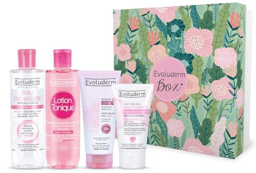 EVOLUDERM – Coffret Cadeau Femme - Soins Visage - Peaux Sensibles - 4 Produits (Jungle)