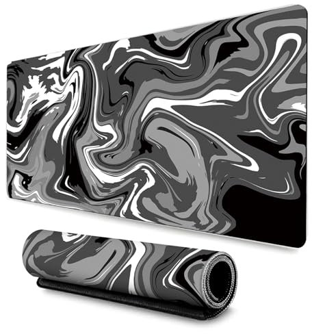 Bright Creations Ink Painting Mouse Mat, XL Gaming Mouse Pad, Office Mousepad with Anti-Slip Base, Precise Control Gaming Mouse Pad, Large Mice Mat Desk Pad with Stitched Edges (Black Fluid Art)