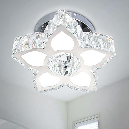 Cainjiazh Blumen Kristall-Deckenleuchte LED, Kaltweiß | Kompakte moderne Deckenlampe mit Kristallblüten für Wohnzimmer, Schlafzimmer, Küche und Flur