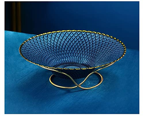 OQHAIR Elegante Ciotola di Frutta in Vetro, Piatto di Frutta a Strisce Verticali Decorativo da appoggio, Snack di Caramelle Cesto di Frutta secca Vassoio da Portata per l'arredamento del