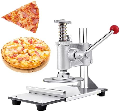 Manual Pizza Dough Press Machine, Small Stainless Steel Dough Press Machine with Pull-Out Tray, Adjustable Thickness, for Pizza, Pie,Tortillas, Pastry, Kitchen Tool for Commercial or Family 16cm