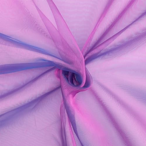 Organza Stoff Two Tone, Dekostoff zum Nähen, Meterware, pink/blau (Länge am Stück: ab 100cm / Breite: 145cm)