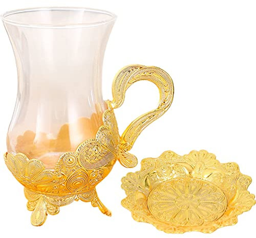 Taza de café transparente Juego de vasos de té turco con platillo Juego de taza y platillo de estilo europeo Taza de té de vidrio Tazas de té elegantes Regalos para amantes del té Tazas de té para mu
