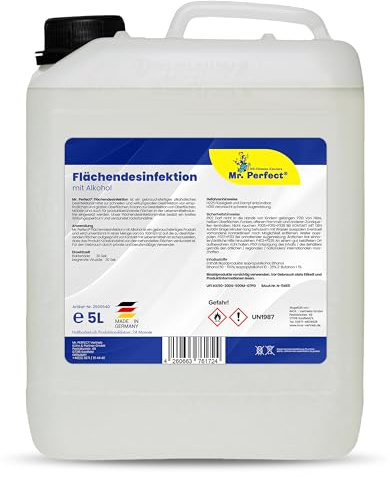Mr. Perfect® alkoholisches Flächendesinfektionsmittel 5L - Hochwirksame Flächendesinfektion mit Alkohol - Ideales Desinfektionsmittel für alle glatten Oberflächen