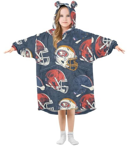 Mnsruu Couverture à capuche surdimensionnée pour filles - Casque de football américain - Couverture douce et chaude en polaire, multicolore, 170 Grande taille