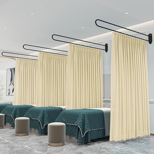 CHZDPP Privacy Partition Curtains for Medical Office/Massage Parlors, Wall-Mounted Room Divider Curtains to Provide Privacy, Easy to Wash Cubicle Curtain with Accessories(Beige (1pc),S (2m/6.6ft))