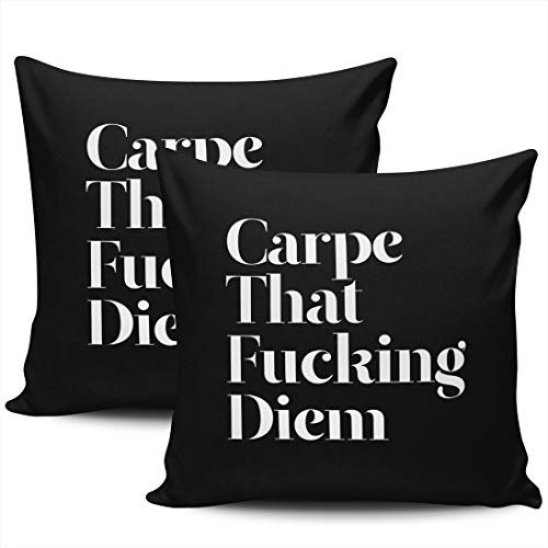 Fundas De Almohada Carpe That Fucking Diem Inspiración Fundas Cojín Generisch Cushion Cover Soft Pillowcase para Jardín Hogar Coche 45X45Cm