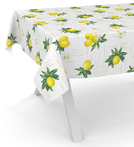 ANRO Wachstuchtischdecke Wachstuch Tischdecke abwaschbar Wachstischdecke Gartentischdecke Rund Oval Eckig 160x100cm Schnittkante Zitronen