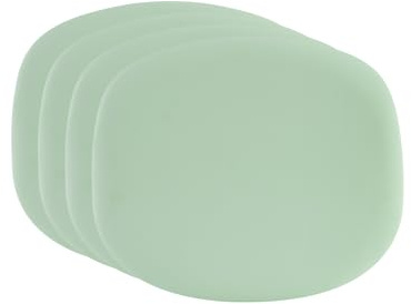 4er Set Stuhlkissen PU Leder Sitzkissen 43 x 37 x 3,5 cm Geeignet für Esszimmerstühle mit 12,5 cm Lochabstand, Eisgrün