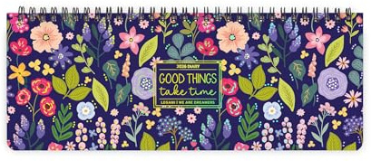 Legami - Schreibtischplaner 12 Monate, Blumen, Desk Planer Januar 2026-Dezember 2026, Tischkalender horizontal, Spiralbindung, eine Woche pro Seite, Adressbuch, 27,2 x 10,2 cm