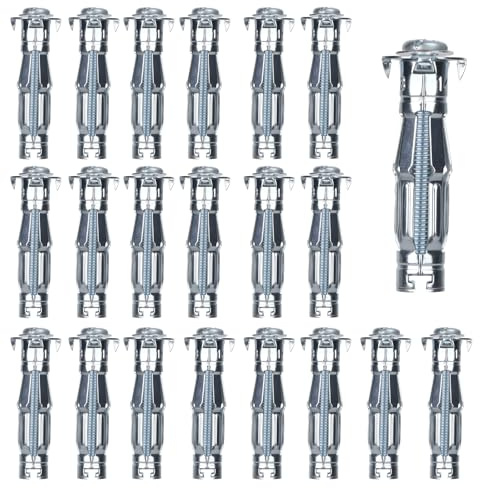 20 Stück Hohlraumdübel Metall M8 x 52 mm, Verzinkt Spreizdübel mit Schraube, Hohlraumdübel, Rigipsdübel, Metalldübel, Hohlwanddübel für Gipskartonplatten, Rigips, Holzplatten, Hohlziegel