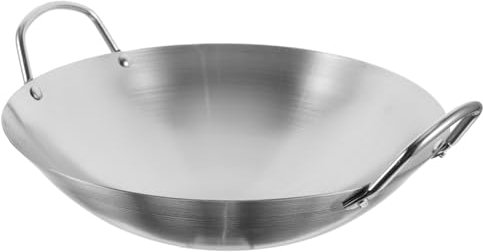 iplusmile Wok De Cocina Doble Asa 32 Cm Acero Inoxidable Resistente Seguro Para Uso Doméstico y Profesional Cocina Familiar Restaurante
