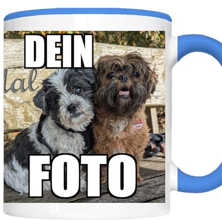 Personalisierte Tasse mit Foto – Individuelle Kaffeetasse mit Wunschbild & Text – Geschenkidee für Familie & Freunde (Blau)