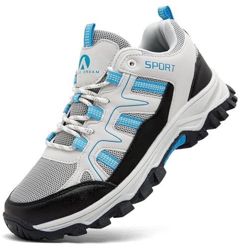 ASOCO DREAM Scarpe da Trekking Uomo Donna Scarpe da Escursionismo Arrampicata Sportive All'aperto Traspiranti Antiscivolo Calzature da Passeggio,Beige Blu,40 EU