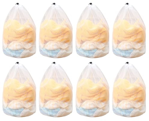 8 Pièces Filet Linge 40 X 30 cm Filet de Lavage Machine a Laver avec Cordon de Serrage Sac Lavage Linge Fragile,Maille Fine, Durable,Aucune Déformation,Convient aux Vêtements,Draps,Nappes,Rideaux