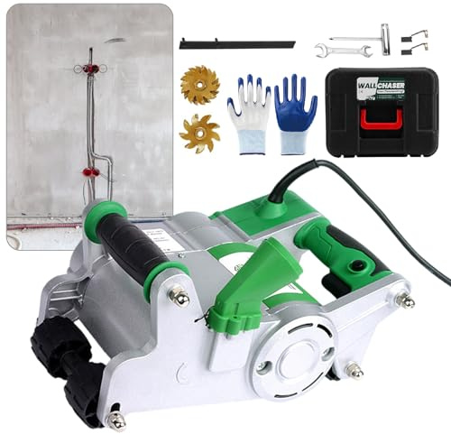 TBANVOO Machine de Découpe Électrique pour Béton, Machine à Rainurer Murale 1100W, Machine à Rainurer Béton 2000 TR/Min, Profondeur Réglable 15-30mm Green-110V