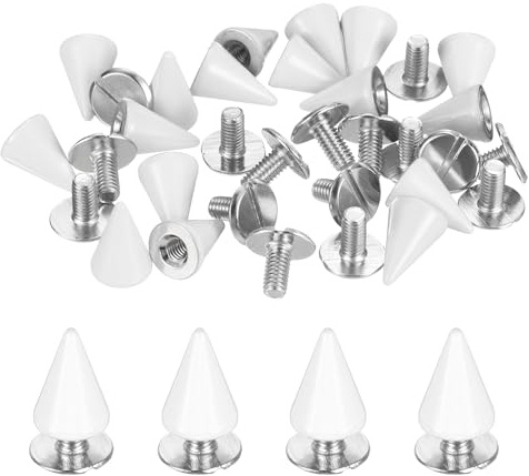 M METERXITY 36 Juegos De Tachuelas De Espiga De Latón Remachado 10x7 mm Estilo Punk Tornillos Rápidos De Remache Para Ropa/Zapatos/Bolsos/Artesanía De Cuero DIY/Ropa De Tela Color Blanco