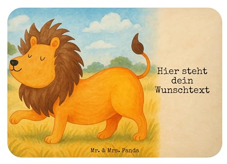 Mr. & Mrs. Panda Kühlschrankmagnet personalisiert Sternzeichen Löwe Design - Geschenk, Namensmagnet, Geburtstag August, Juli, Personalisierter Magnet, mit Text, Namen, König Der Tiere