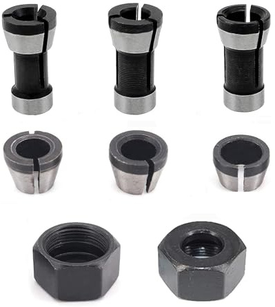 8 Pièces Jeu Adaptateurs pour Pinces Serrage Polyvalents Adaptateurs pour Défonceuses Adaptateurs pour Différentes Machines Graver Machines Découper les Bords Fraiseuses à Bois électriques