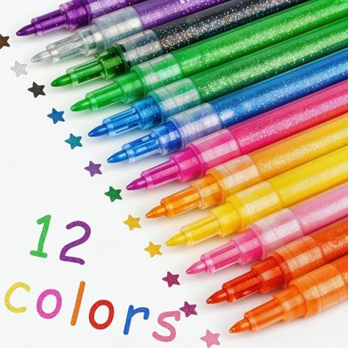 Tocyfia permanent marker Acrylstifte für steine wasserfest,12 Farben 0.7mm Geeignet für Holz, Geschenkkartenbasteln, Leinwand, Papier, Glas, Keramik, Oster- und Weihnachtsbasteln.