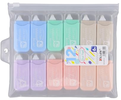 12 Stück Kleberoller, Doppelseitiges Klebeband Transparent, Scrapbook Zubehör Für Poster, Tagebücher, Fotoalbum zum Einkleben, Scrapbooking, Geschenkverpackungen, Schule, Büro (6 mm x 6 m, 6 Farben)
