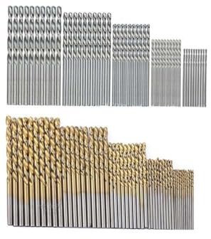 Set di 100 punte per trapano HSS, 100 pezzi, 5060 pezzi, in plastica, metallo, adatte per la casa, piastre in ferro sottile e altri metalli morbidi, progettate per un uso duraturo con adeguato (A)