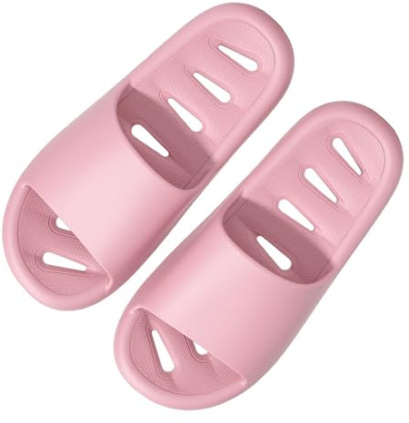 Badskor dam med hål molnskor för kvinnor och män badtofflor platta halkfria duschtofflor eleganta bekväma strandskor lätta supermjuka tofflor ergonomiska tofflor, ROSA, 39 EU