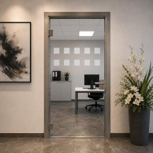 ORACAL Glastür Aufkleber Tattoo Folie Glasdekor Fensterfolie Durchlaufschutz für Wohnzimmer, Bad, Küche, alle Glasflächen Sichtschutzfolie GD20 Quadrate, passend für Glastür 83,4cm oder 95,9cm breit