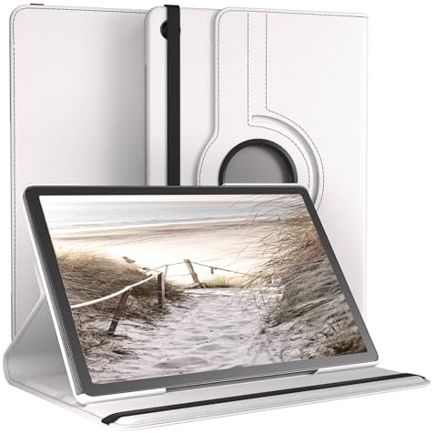 EAZY CASE - Tablet Hülle für Samsung Galaxy Tab A11 Plus Schutzhülle 11 Zoll Smart Cover Tablet Case Rotationcase zum Aufstellen Klapphülle 360° drehbar mit Standfunktion Tasche Kunstleder Weiß