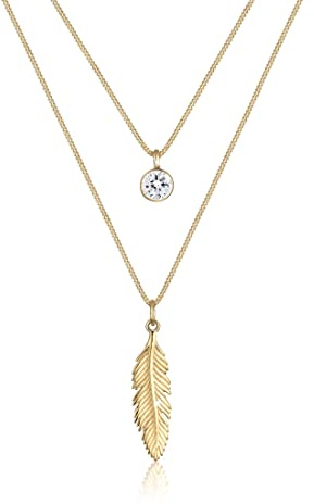 Elli Damen Halskette Feder Boho mit Kristall