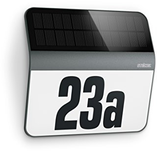 Steinel LED Solar Leuchte XSolar LH-N anthrazit, Dämmerungsschalter, 1100 mAh LiFe-Akku, inkl. beleuchtete Hausnummer