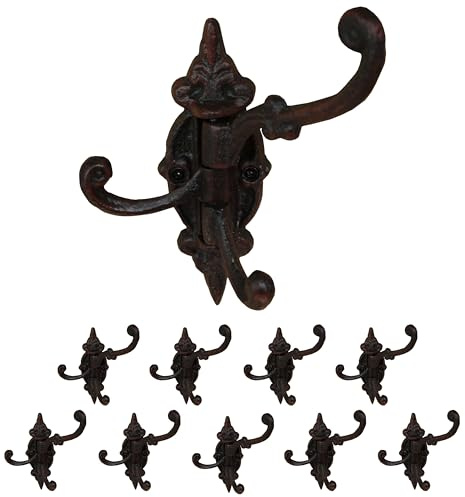 degawo 10 x Haken Garderobe Handtuchhaken Wandhaken Landhaus Guss drehbar schwarz-braun