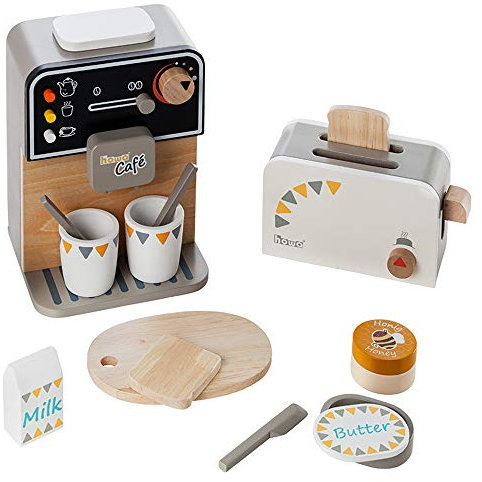 howa Kaffeemaschine und Toaster aus Holz incl. 13 TLG. Zubehör 4887