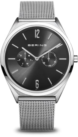 Bering Unisex Quarz Uhr | Armbanduhr 40 mm Edelstahlgehäuse und Sunray Zifferblatt | Milanaisearmband | Saphierglas | 3 ATM | 17140