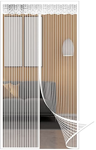 GOUER Moustiquaire Porte Magnétique 120x200cm Anti Insectes Moustiquaire Fenetre Enroulable Installation Facile, pour Enfants et Animaux de Compagnie, Blanc A