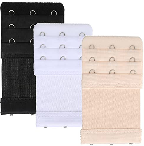 Smukdoo Bra Strap Extenders, Women Elastic Extensions Bra Extender Set 3 Rows x 3 Hooks,3 Piece,Skin,White,Black