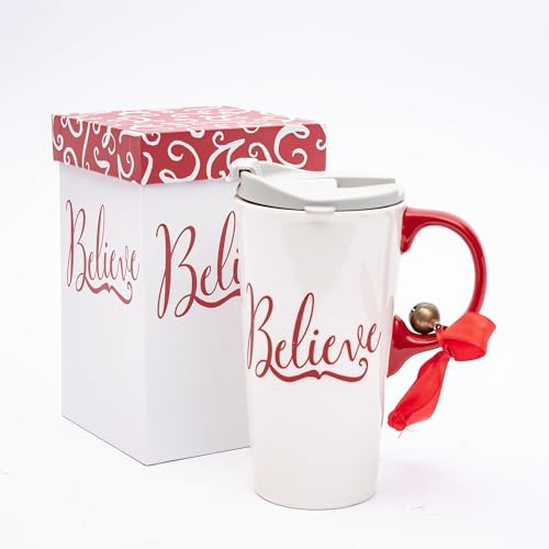 Topadorn Christmas Ceramic Mugs Coffee Cup Porcelain with Matching Gift Box Coffee Mug with Handle, Microwave & Dishwasher Safe, 17oz Unique Coffee Mug for Latte & Hot Chocolate, Believe