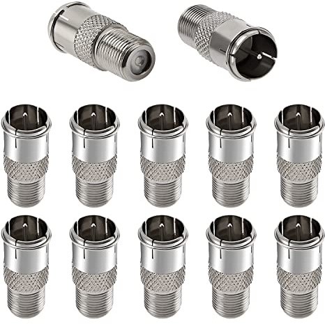 12 Stücke F Typ Stecker auf Buchse Steckverbinder, KUOQIY F-Buchse auf F-Stecker Schnellanschluss Adapter für RG58 RG59 RG6 RG11, F-Quick F-Männlich auf F-Weiblich Kupplung für Fernseher Antenne