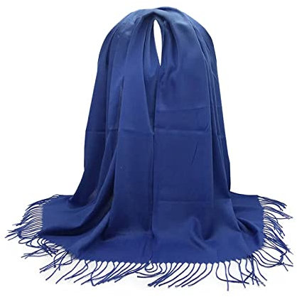 Stfery Scarf Men, Halstuch Baumwolle Dunkelblau Einfarbige Quaste 180x70CM Schal Winter Weich Warm Geschenk