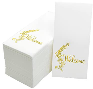 MORGIANA Linen Feel Servietten Einweghandtücher, Badezimmer Airlaid Eco Servietten Gästehandtücher für Weihnachten, Bad, Hochzeit, Hotel Party, Willkommen