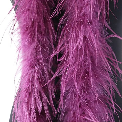 SYSUII Flauschige Marabu-Boa zum Basteln, 200 cm Natürliche Straußenfeder Schal Federboa DIY Verkleidung Zubehör Halloween Hochzeit, Party Dekorationen 1920s Gatsby Karneval Kostümzubehör -Lila