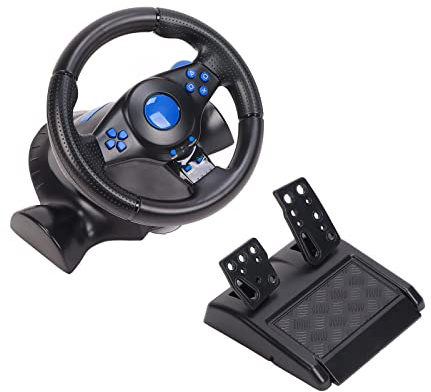Leapiture Spiel-Lenkrad, USB-Rennspiel-Lenkrad Mit Pedal, 180°-Drehung, 7-in-1-Vibration Für PS4-PC-Fahrspiele