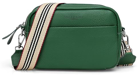 FORRICA Sac à Bandoulière Femmes Petit Cuir Filles Bandoulière Sac D'épaule Mode Besace Sacoche avec Sangle Large Vert B