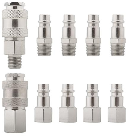 Gunpla 10pcs Air Line Connectors Valve Air Hose Compressors Fittings 1/4 BSP, Couplings Adaptors Airline Pneumatic Fitting Connector Thread Coupler Tools Set