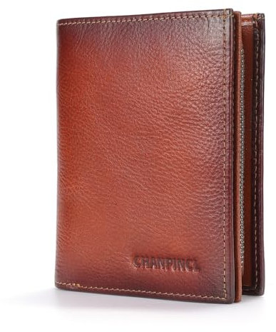 CHANPINCL Herren-Geldbörse mit Reißverschluss, RFID-blockierende Schnalle, mit großem Kartenfach und mehreren Geldscheinfächern, Gelbbraun, Multi Card Wallet