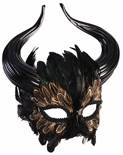 Minotaurus Masque avec cornes de taureau et plumes Noir/marron Mythologie Halloween